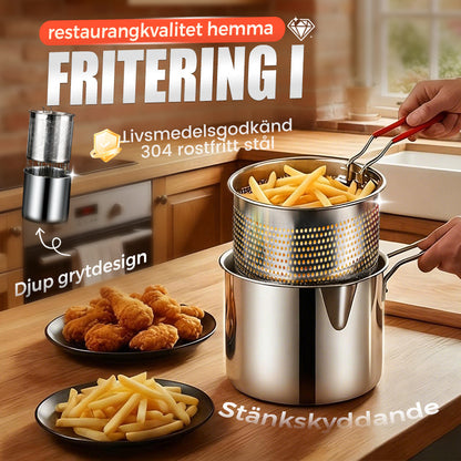 🔥 HETT ERBJUDANDE – 50 % RABATT! 🔥Multifunktionell stekpanna i 304 rostfritt stål – fritera, steka, koka och stuva i en och samma gryta 🍳🍟