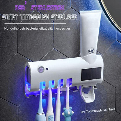🦷 50 % RABATT NU! 🧴 Trådlös smart tandborstehållare – 360° UV, borrfri, solcell & multifunktionell – perfekt för badrummet 🏠