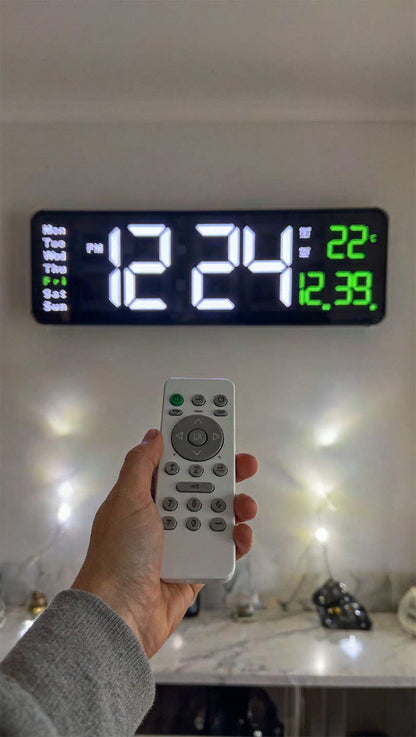 🕐 50 % RABATT NU! 📟 Digital klocka med temperatur, datum & automatisk sommartid – stor 16"-skärm, fjärrkontroll & automatisk ljusstyrka – perfekt för hemmet 🏠