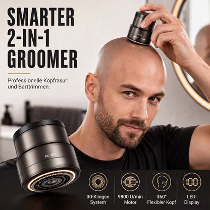 📢📢50% RABATT NU!! ⏰2-i-1 Smart Elektrisk Skallig Rakapparat och Skäggtrimmer med Digital Display
