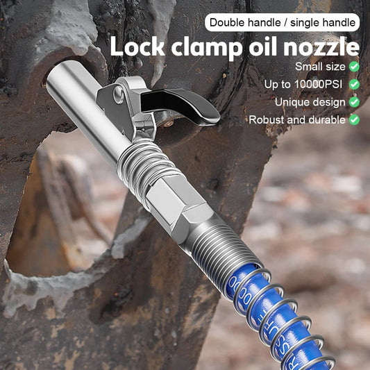 🔩 KÖP 3 FÅ 2! ✨ Smörjkoppling med Fjäderflexslang - 360° Svängbar Universalkoppling för Tunga Industrier och Fordonsunderhåll 🚗⚙️