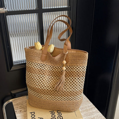 👜50% RABATT! ✨Damvävd strandväska med halm