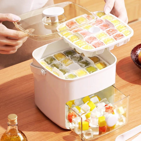 ✨50% RABATT NU! ✨🧊2 Tier Convenient Push-In Ice Cube Mold with Tray Case