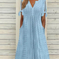 👗 50 % RABATT NU! 🌸Elegant V-ringad klänning med urtagning för kvinnor
