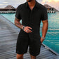 🔥🎁Nyhet 50 % RABATT🔥CASUAL STYLE✨Löst sittande kortärmad skjorta och shorts för herr, 2-delat set