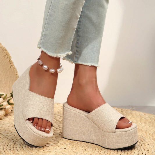 🔥Rea - 50% rabatt🔥Öppna slip-on-sandaler med kilklack för kvinnor