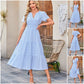 👗 Nyhet 53% RABATT 🎁 | Kortärmad V-ringad Långklänning – Flödande & Sommarchic