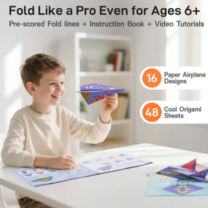 ✨50% RABATT NU! !✨Kreativt DIY-pappersflygplan - Bygg & Kasta 10 Modeller, Pedagogisk STEM-leksak för Barn 6-12 År 🎯🧠