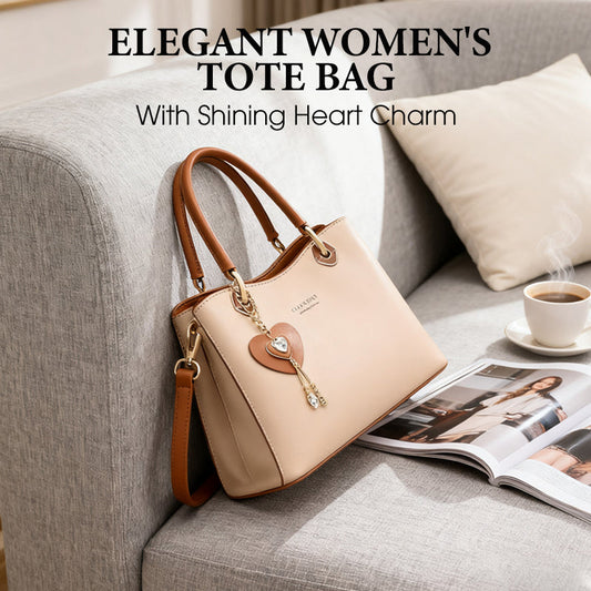 👜30% RABATT NU! ✨Elegant damväska med glänsande hjärtformad berlock