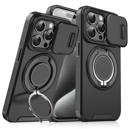 ✨ JETZT 50 % RABATT! !✨📱 3-i-1 iPhone-skal – stötsäkert skydd, inbyggt stativ och skjutbart kameraskydd ✨
