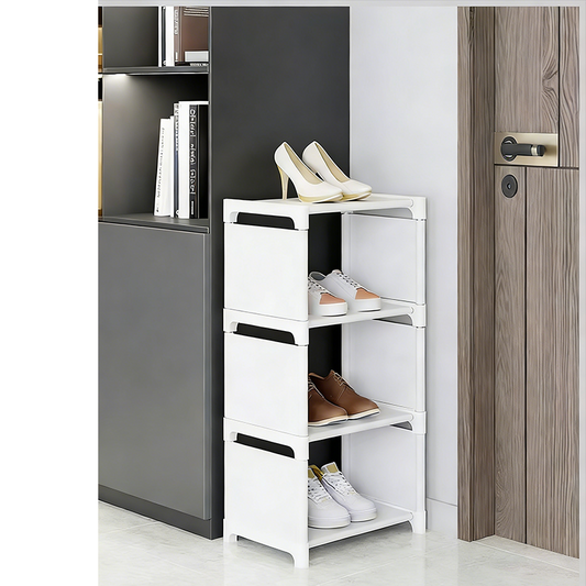 👟Vertikal Shoe Rack för Ingång – Utrymmesbesparande, Stabil Metallram & Enkel Montering