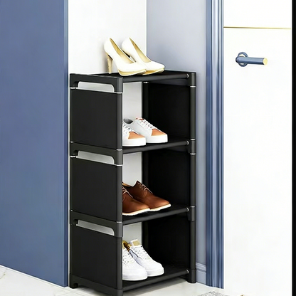 👟Vertikal Shoe Rack för Ingång – Utrymmesbesparande, Stabil Metallram & Enkel Montering