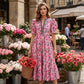 👗🌸 50% RABATT! | Maxiklänning med Blommönster & Puffärmar – V-ringning & Flytande Silhuett!