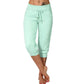 👖 50% RABATT! 🔥Mjukisbyxor med dragsko och kort midja – Mjuk polyester, capri-längd och sidofickor (6 färger, S–3XL) 👖🌸