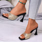 Kvinnors mode Square-Toe Open-Toe högklackade sandaler
