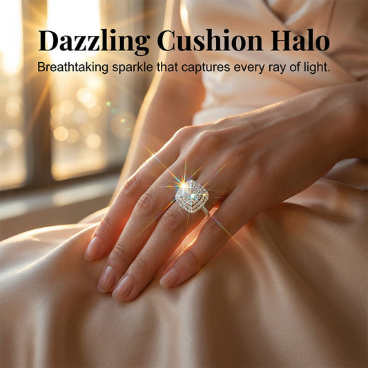 💖SISTA DAGEN REA 50% RABATT!!✨Brilliant Double Halo Square Ring för kvinnor