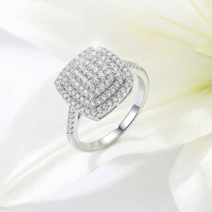 💖SISTA DAGEN REA 50% RABATT!!✨Brilliant Double Halo Square Ring för kvinnor