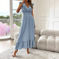 👗 50% RABATT NU! 💃 V-ringad Maxi-klänning med Volanger |Midjedefinition | Smickrande Passform|Elegant Design  🌸