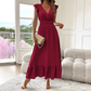 👗 50% RABATT NU! 💃 V-ringad Maxi-klänning med Volanger |Midjedefinition | Smickrande Passform|Elegant Design  🌸