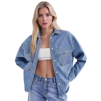 💙 50% RABATT 💖 | Avslappnad Denimskjortjacka – Långärmad & Oversized