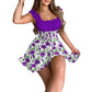 🥳2026 HOT SALE🥳Sommarmini med blommotiv och veckad midja