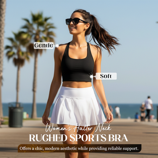 👚 50% RABATT! ✨Sport-BH med halterneck och rynkad detalj för damer