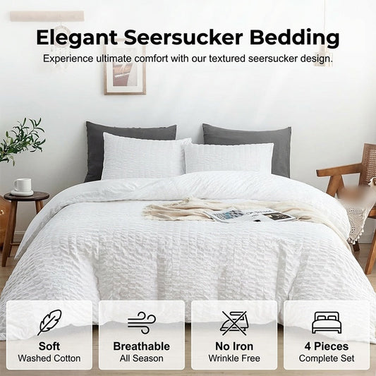 🛏️ 50% RABATT 🌊 | 4-delat Påslakanset – 3D Bäckebölja & Förvättad Bomull