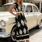 👗 50% RABATT! 🌸 Maxiklänning med V-ringning och barockmönster för kvinnor – Elegant, ledig & perfekt för sommarfester, bröllop eller romantiska utekvällar ✨