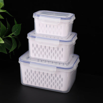 🔥 50% RABATT!🔥3PCS Fruktförvaringskärl för kylskåp med avtagbart durkslag
