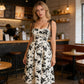 👗 50% RABATT 🌸 | Midi-klänning – Blommönster & Knytbara Axelband