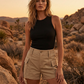 🥳SOMMARREA🥳50% RABATT! 🔥Damshorts med hög midja och fickor