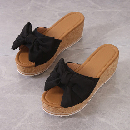 🐆50% RABATT!👡Platformsandaler med rosett i leopardmönster för dam
