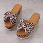 🐆50% RABATT!👡Platformsandaler med rosett i leopardmönster för dam