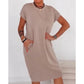 👗🛍️ Damernas Casual Kortärmad T-Shirt Klänning – Mjuk, Andningsbar med Fickor 🌿