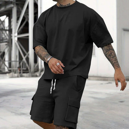 🔥50% RABATT!🔥 Herrarnas Casual Set med Kortärmat T-Shirt och Shorts