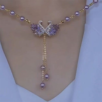 🦢50% RABATT💜 Romantiskt halsband med dubbla svanhängslen