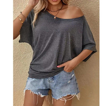 🌸 50 % RABATT NU! 🌸Avslappnad damtopp med kort ärm och off-shoulder