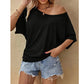 🌸 50 % RABATT NU! 🌸Avslappnad damtopp med kort ärm och off-shoulder