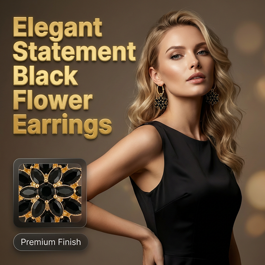 🌹 50 % RABATT JUST NU! 🖤 Svarta blommiga hängeörhängen – elegant design, lätta och perfekta till festklädsel eller för en sofistikerad vardagslook ✨