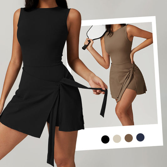 👗 50% RABATT NU! 🌿Enfärgade sportiga jumpsuit med knytning för kvinnor