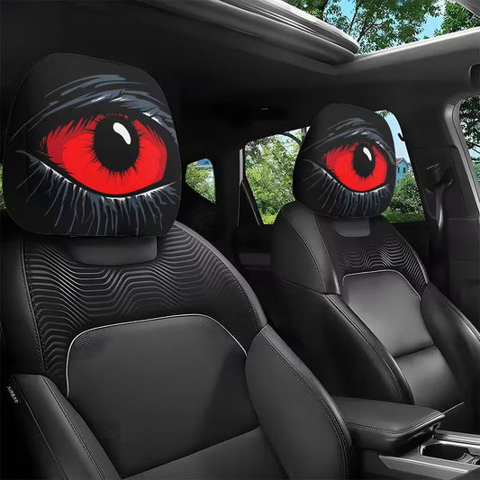 🚗 KÖP 3 FÅ 1 GRATIS! 😈 Läskigt Röda Ögon Bilnackstödsskydd – Skrämmande Design, Mjukt Tyg & Perfekt För Halloween & Bilentusiaster 👁️‍🗨️