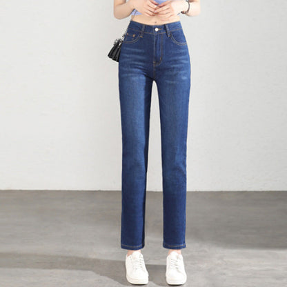 👖50% RABATT!✨Högmidjade Raka Jeans för Dam – Klassiska, Bekväma & Tidlösa