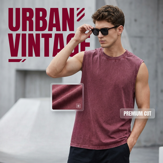 👕 50% RABATT! 🔥 Herr Vintage-tvättad Ärmlös Linne – Andningsbar, Lätt & Perfekt För En Ledig Sommarlook Eller Gymträning 💪