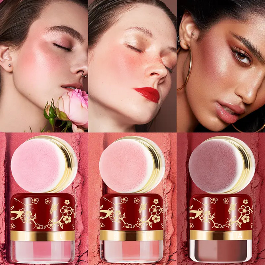 💄 50% RABATT NU! ✨ Bärbar Puderrouge med Puffapplikator – Inbyggd Puff, Fin Konsistens & Kompakt Design – Naturlig Rodnad På Språng 🌸