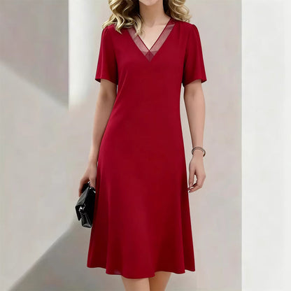 👗50% RABATT!🌸Elegant nätklänning med V-ringning för damer
