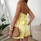 👗 50% RABATT NU! ☀️ Halter Vest & Shorts 2-Delat Set – Chic Sommarstil, V-ring & Veckad Design – Ansträngningslös Semesterlook 🏖️