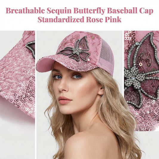 🌸50% RABATT! 🌸Baseballkeps med fjärilsmotiv i strass och paljetter