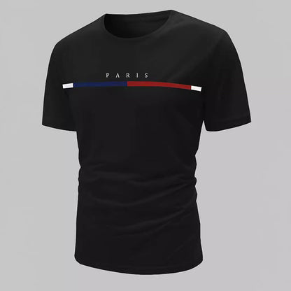 👕 BEGRÄNSAD TID: 50 % RABATT! 🎨 Minimalistisk T-shirt med tryck för män (Paris-motiv) – högkvalitativt tyg, smal passform, mångsidig stil ✨