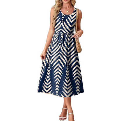 👗 50 % RABATT NU! 🌸 Lätt och luftigt midiklänning med tryck för damer – lätt, avslappnad passform och perfekt för stranden, brunch eller vardagsbruk ☀️