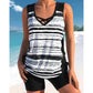 🏊‍♀️ 50% RABATT NU! 👙 Tvådelad tankini – justerbar sidorynking, pojkshorts & korsad V-ringning – perfekt för stranden 👙🏖️